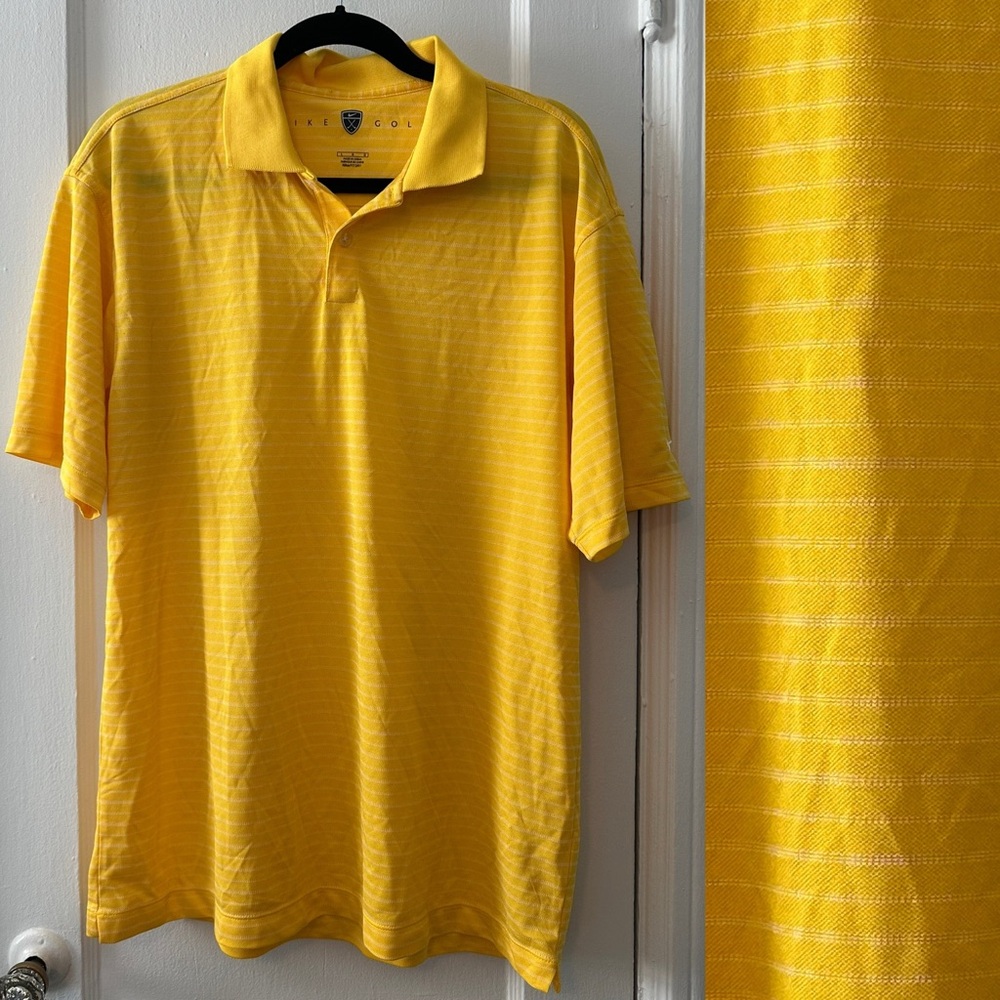 Nike Golf Yellow Collared Polo Shirt Size Large